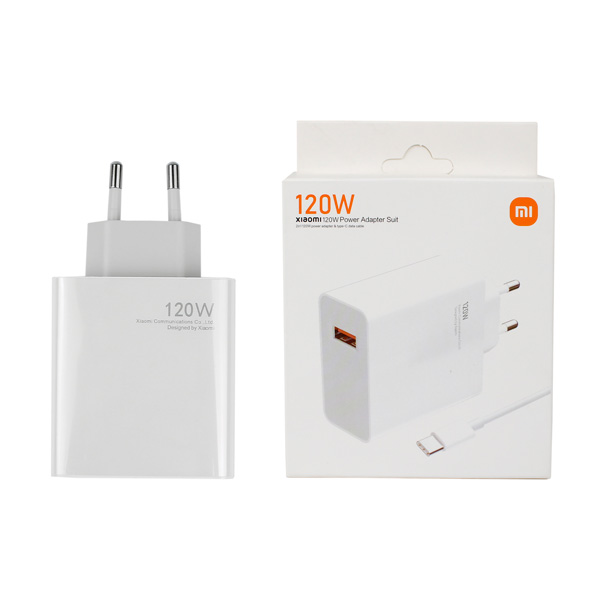شارژر دیواری شیائومی مدل 120 وات دو پین به همراه کابل تایپ سی